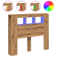 vidaXL kézműves tölgyszínű szerelt fa LED-es fejtámla 120x18,5x103,5cm (857685) ágy és ágykellék