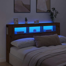 vidaXL kézműves tölgyszínű szerelt fa LED-es fejtámla 180x18,5x103,5cm ágy és ágykellék
