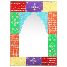 vidaXL kézzel festett tömör mangófa tükör 40 x 55 cm kerti dekoráció