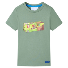 vidaXL Khaki rövid ujjú gyerekpóló 128