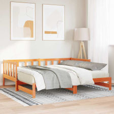 vidaXL Kihúzható nappali ágy Viaszbarna 2 x (80 x 200) cm ágy és ágykellék