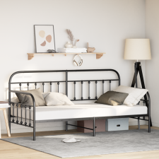 vidaXL Kinyitható Ágykeret Fekete 100x200 cm Acél ágy és ágykellék
