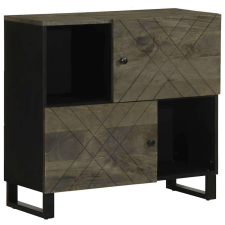 vidaXL komód fekete 80x33x75 cm tömör fa mangó bútor