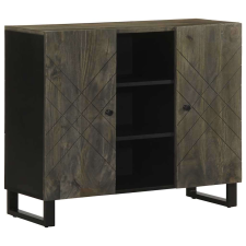 vidaXL komód fekete 90x33x75 cm tömör fa mangó bútor
