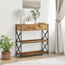 vidaXL Konferenciaasztal Régi Fa 75x28x75 cm Műgyanta és Acél bútor