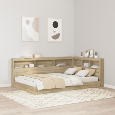 vidaXL Könyvespolc ágy Sonoma tölgy 120x190 cm Műanyag forgácslap ágy és ágykellék