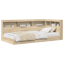 vidaXL Könyvespolcos ágy Sonoma tölgy 75x190 cm szerelt fa (3335755) ágy és ágykellék