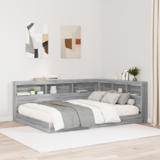 vidaXL Könyvespolcos Ágy Szürke Sonoma 140x200 cm Mérnöki Fa ágy és ágykellék