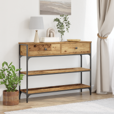vidaXL Konzol Asztal Régi Fa 100x25x75 cm Mérnöki Fa és Acél bútor