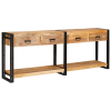 vidaXL Konzolasztal 2 pcs Barna 200 x 33 x 75 cm Tömör nyers mangófa