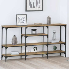 vidaXL Konzolasztal polcokkal kézműves tölgy 160 x 29 x 80 cm Faanyag bútor
