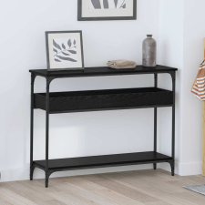 vidaXL Konzolasztal polcokkal Musta tammi 100 x 29 x 75 cm Faanyag bútor