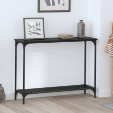vidaXL Konzolasztal polcokkal Musta tammi 101 x 30.5 x 75 cm Faanyag bútor