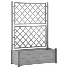 vidaXL kőszürke polipropilén rácsos kerti ültetőláda 100 x 43 x 142 cm (317582) kerti tárolás