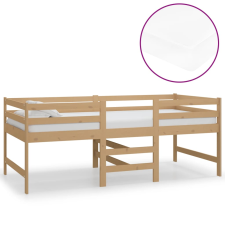 vidaXL középmagas mézbarna tömör fenyőfa ágy matraccal 90 x 200 cm (3083717) ágy és ágykellék