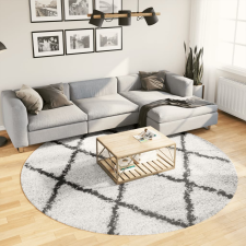 vidaXL krém és fekete hosszú szálú bozontos modern szőnyeg Ø 240 cm lakástextília