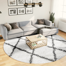 vidaXL Krém és fekete hosszú szálú bozontos modern szőnyeg ø 280 cm lakástextília