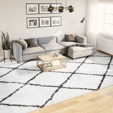 vidaXL Krém és fekete hosszú szálú bozontos modern szőnyeg 300x400 cm lakástextília