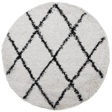 vidaXL krém és fekete hosszú szálú bozontos modern szőnyeg Ø 80 cm (375375) lakástextília