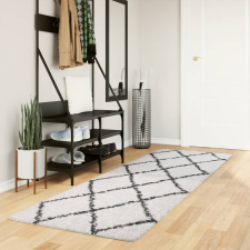 vidaXL krém és fekete hosszú szálú bozontos modern szőnyeg 80 x 250 cm lakástextília