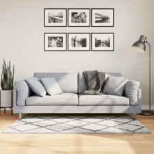 vidaXL krém és fekete hosszú szálú bozontos modern szőnyeg 80x150 cm lakástextília