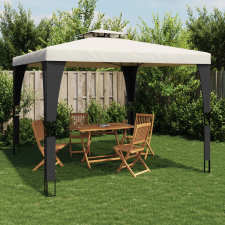 vidaXL krémszínű acél dupla tetős pavilon 2,98 x 2,98 m kerti bútor