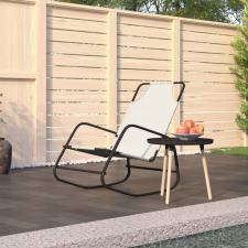 vidaXL krémszínű acél és textilén hintázó napozóágy kerti bútor