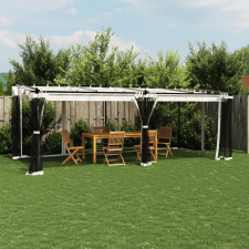 vidaXL krémszínű acél pavilon hálós oldalakkal 6 x 3 m kerti bútor