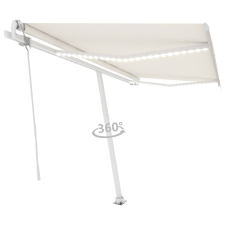 vidaXL krémszínű automata szélérzékelős és LED-es napellenző 450x350cm kerti bútor