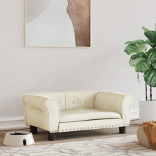 vidaXL krémszínű bársony kutyaágy 70 x 45 x 30 cm szállítóbox, fekhely kutyáknak