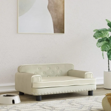 vidaXL krémszínű bársony kutyaágy 70 x 45 x 30 cm szállítóbox, fekhely kutyáknak