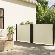 vidaXL Krémszínű behúzható oldalsó napellenző 140 x 600 cm kerti bútor