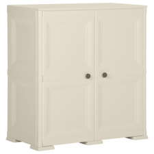 vidaXL krémszínű fahatású műanyag szekrény 79 x 43 x 85,5 cm kerti tárolás