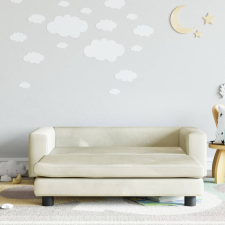 vidaXL krémszínű gyerek bársonykanapé lábzsámollyal 100x50x30 cm gyermekbútor