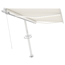 vidaXL krémszínű kézzel kihúzható LED-es napellenző 350 x 250 cm kerti bútor