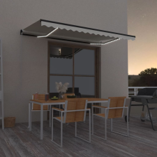vidaXL krémszínű kézzel kihúzható LED-es napellenző 450 x 350 cm kerti bútor