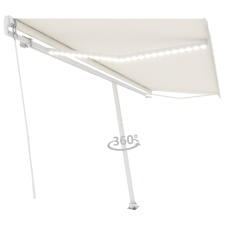vidaXL krémszínű kézzel kihúzható LED-es napellenző 500 x 350 cm kerti bútor