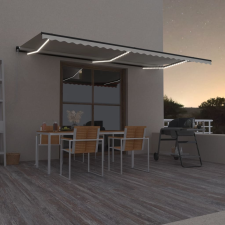 vidaXL krémszínű kézzel kihúzható LED-es napellenző 600 x 350 cm kerti bútor