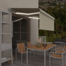 vidaXL krémszínű kézzel kihúzható LED-es napellenző redőnnyel 3,5x2,5m kerti bútor