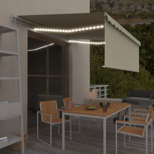 vidaXL krémszínű kézzel kihúzható LED-es napellenző redőnnyel 4 x 3 m kerti bútor
