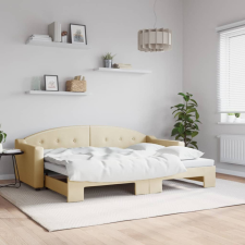 vidaXL krémszínű kihúzható szövet heverő 80 x 200 cm ágy és ágykellék