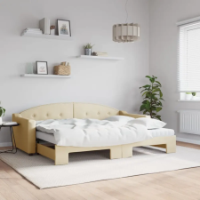 vidaXL krémszínű kihúzható szövet heverő matracokkal 80 x 200 cm ágy és ágykellék