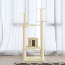 vidaXL krémszínű macskabútor szizál kaparófákkal 110 cm macskafelszerelés