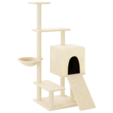 vidaXL krémszínű macskabútor szizál kaparófákkal 130,5 cm (172040) macskafelszerelés