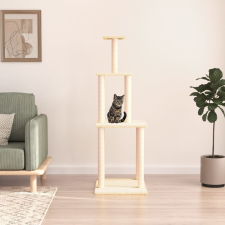 vidaXL krémszínű macskabútor szizál kaparófákkal 149 cm macskafelszerelés