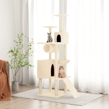 vidaXL krémszínű macskabútor szizál kaparófákkal 168 cm macskafelszerelés