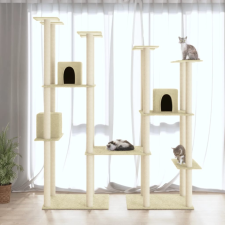 vidaXL krémszínű macskabútor szizál kaparófákkal 174 cm macskafelszerelés