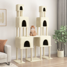 vidaXL Krémszínű macskabútor szizál kaparófákkal 199 cm macskafelszerelés