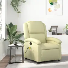 vidaXL Krémszínű masszázsfotel valódi bőrből masszázsfotel