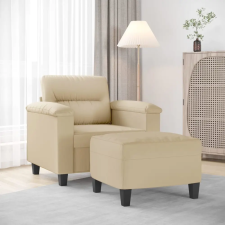 vidaXL krémszínű mikroszálas szövet kanapéfotel lábtartóval 60 cm bútor